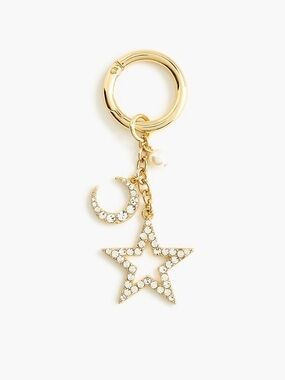 Jcrew Pavé star and moon bag charm NWT